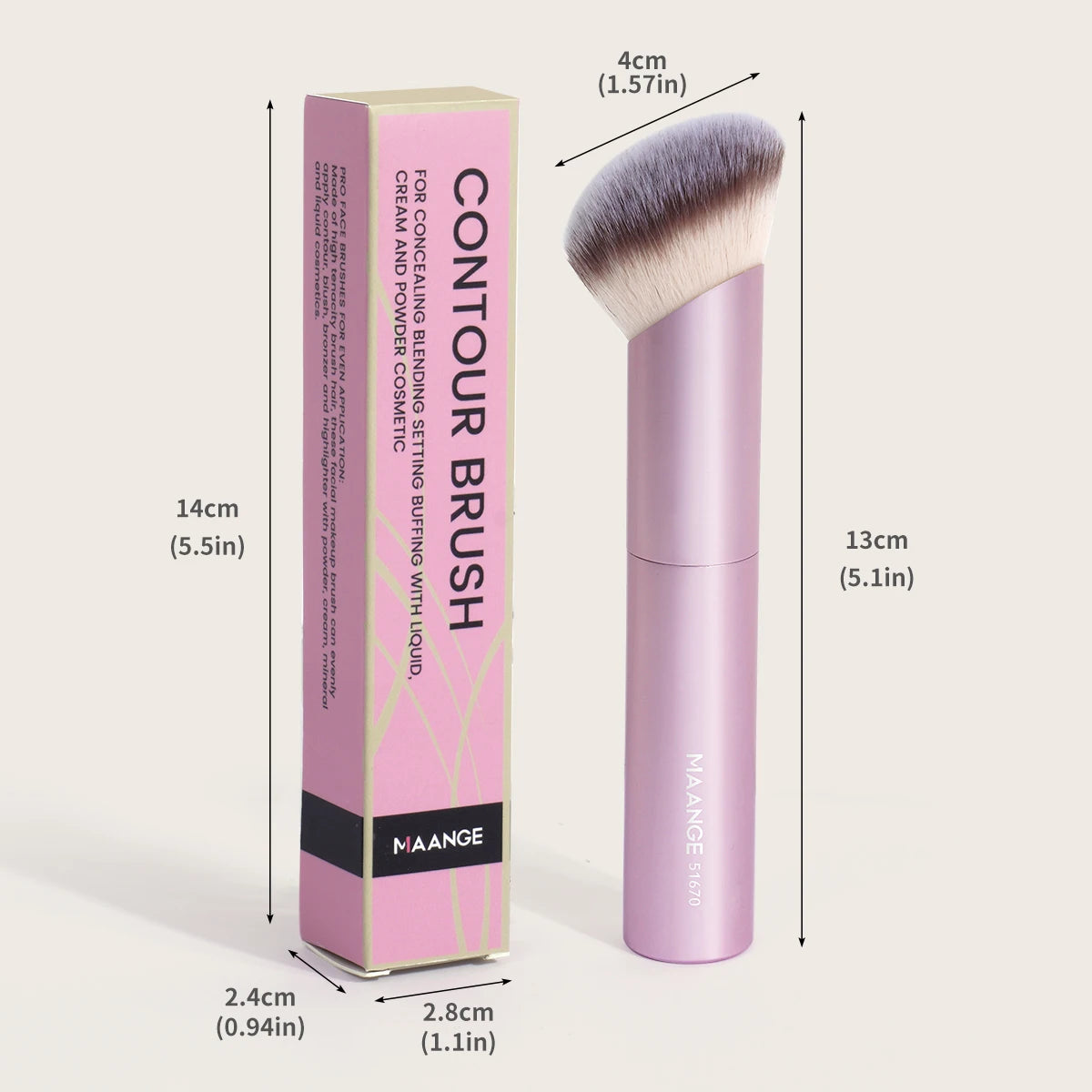 MAANGE-Pinceaux de maquillage en angle, 1 pièce, brosse pour fond de teint, correcteur, cosmétique, cheveux doux, oblique - Lencensa 