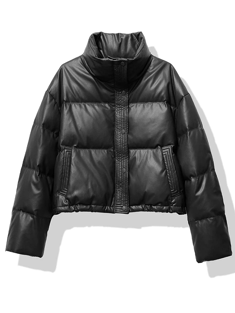Veste Femme Matelassée Col Montant - Manteau Court Automne Hiver