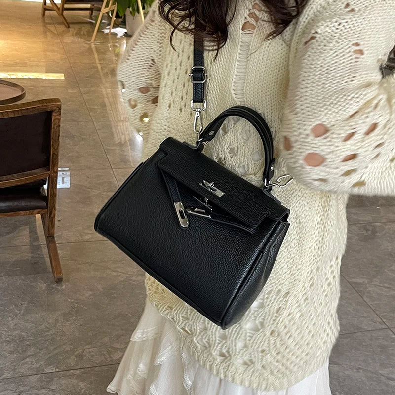 Sac messager en cuir classique pour femmes, sac à bandoulière, fourre-tout de marque de luxe, célèbre styliste populaire élégant - Lencensa 