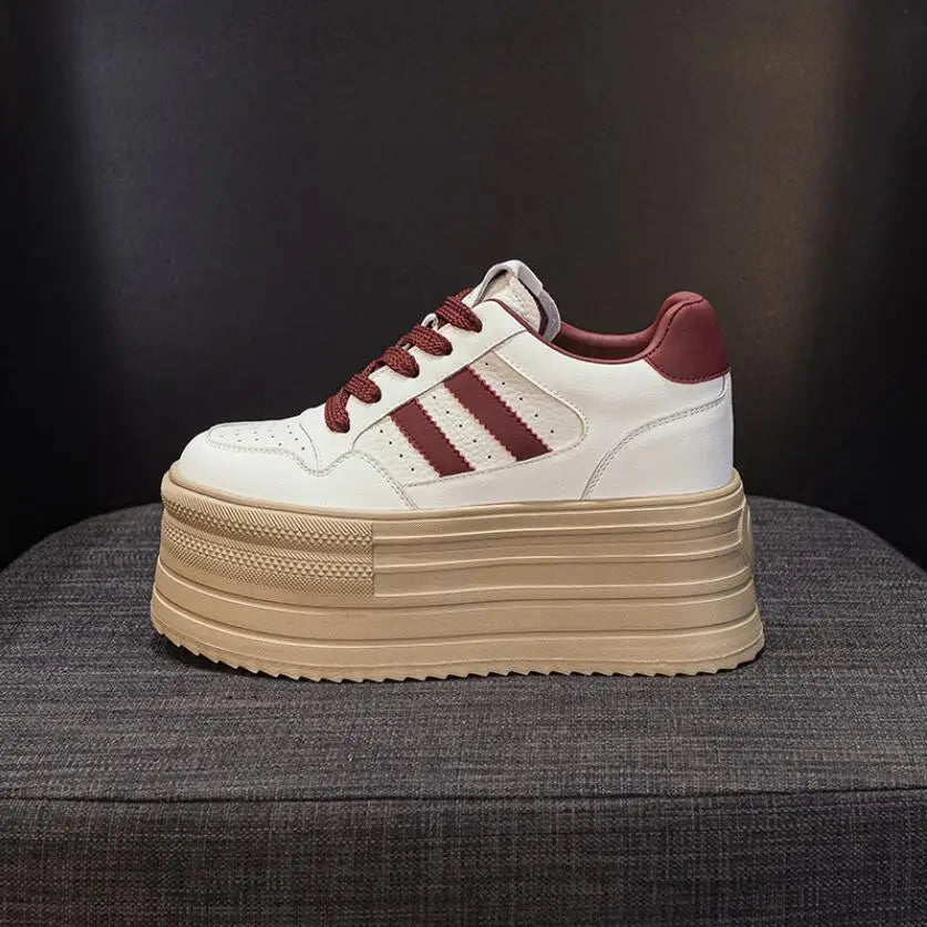 Lencensa - Baskets Compensées Femme Premium | Chaussures Cuir Véritable 10cm de Qualité Supérieure