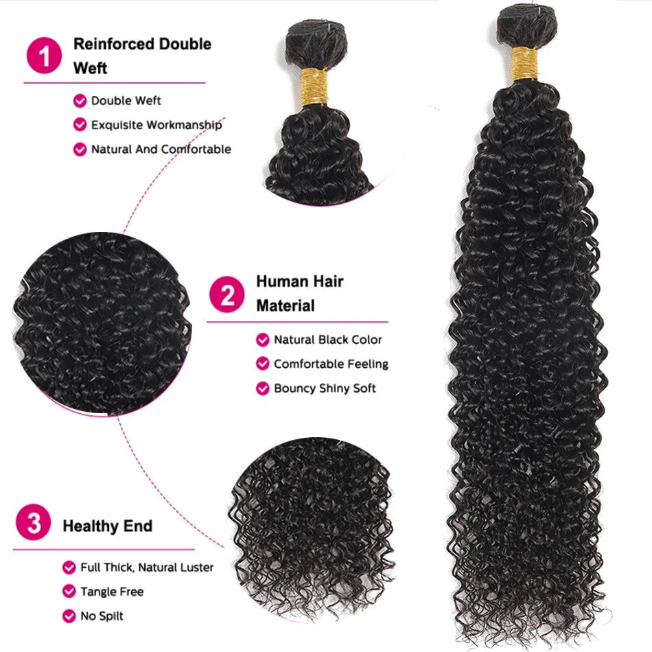 Mèches péruviennes 100% naturelles Remy, cheveux crépus bouclés, couleur naturelle, Extensions de cheveux humains vierges, 10-30 pouces, pour femmes noires