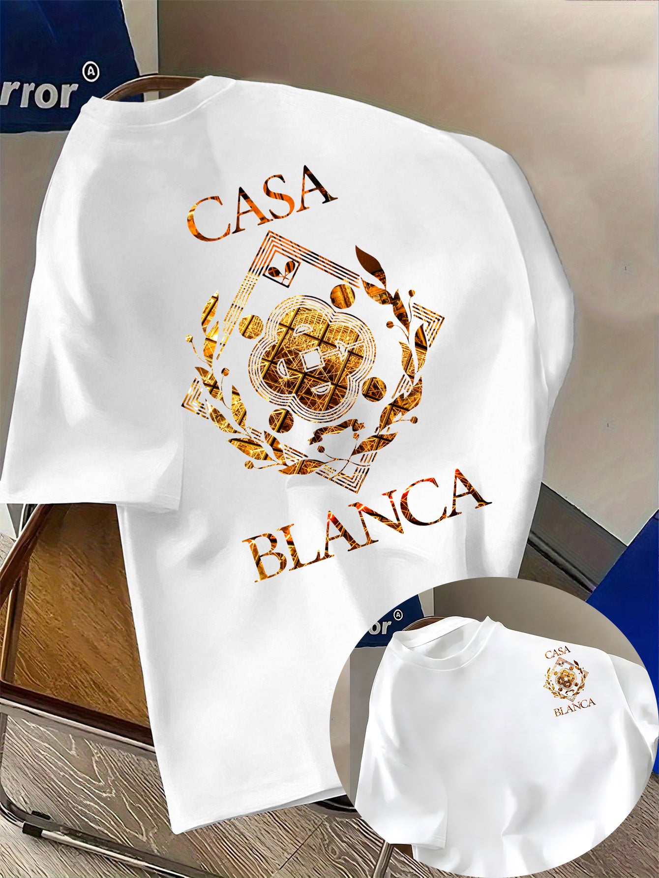 Lencensa - T-Shirt Homme Casa Blanca Graphique Bleu