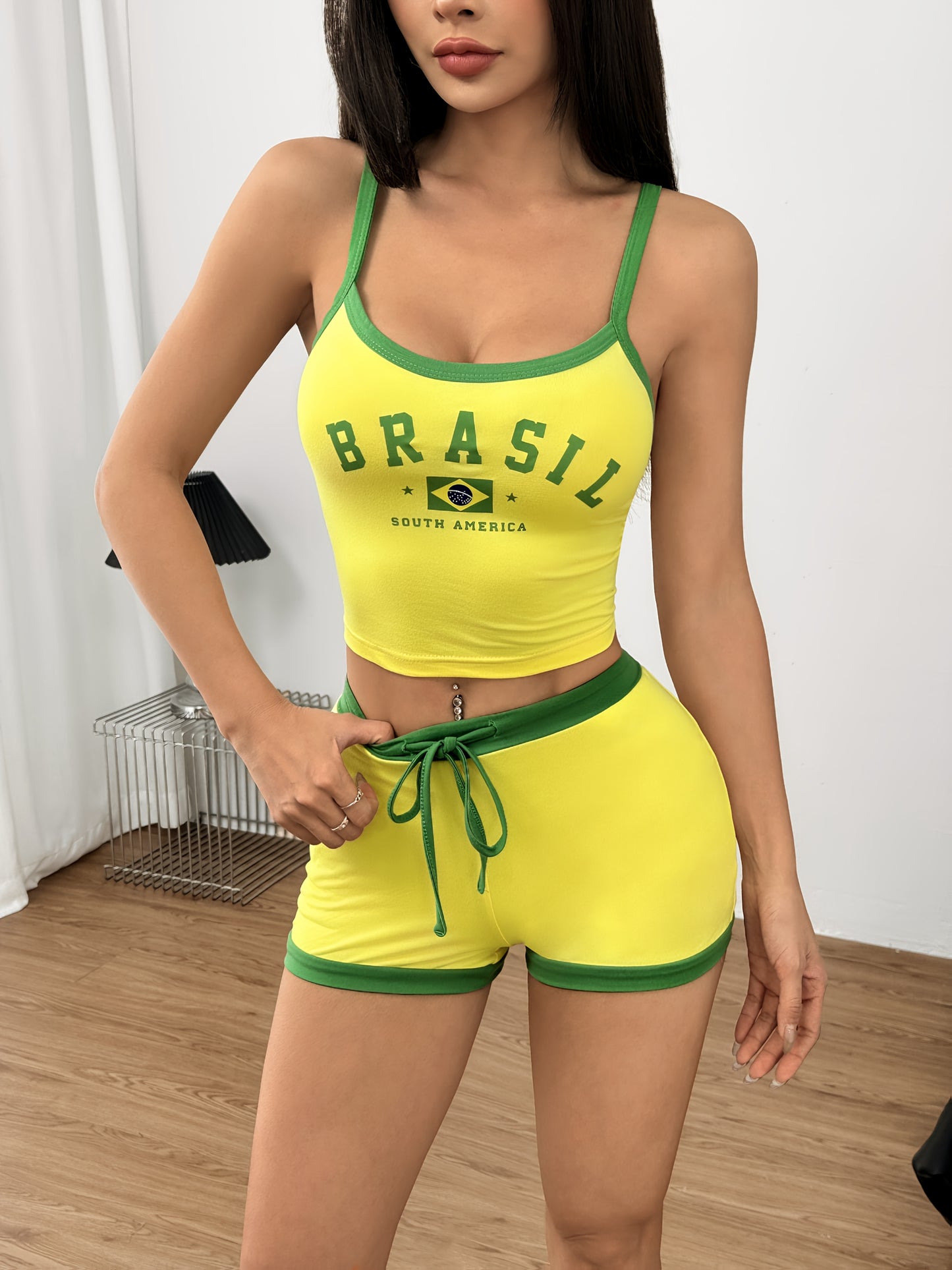 Lencensa - Ensemble Débardeur et Short Drapeau Brésil