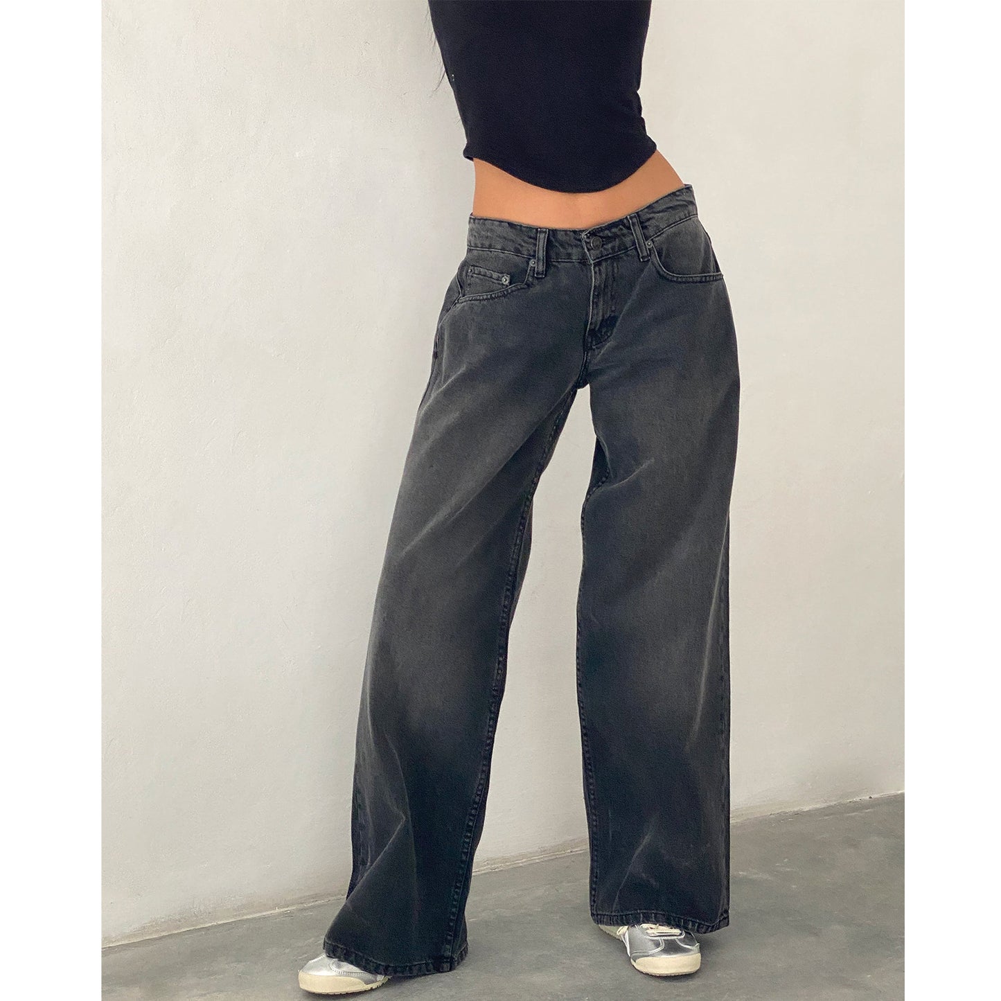 Retro Washed Straight Leg Women's Jeans - Lencensa 