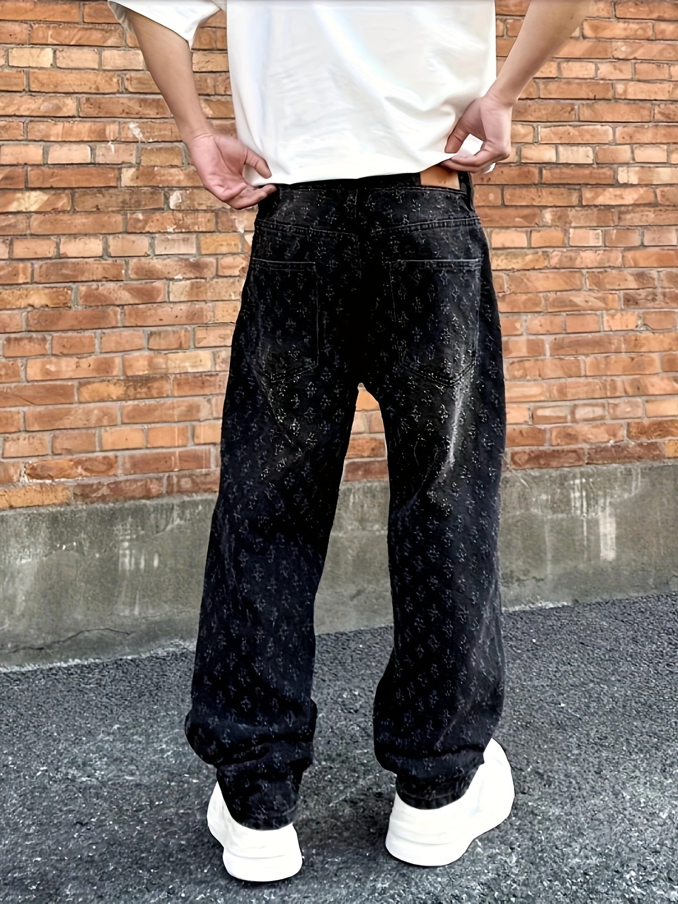 Jean Streetwear Noir Lencensa - Coupe Droite Denim Lavé Homme