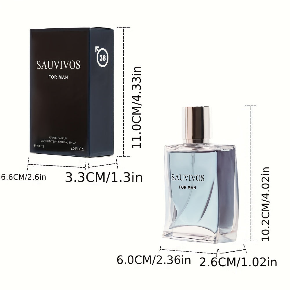 60ml Seductive Eau De Parfum for Men - Refreshing Long-Lasting Lemon, Prickly Ash, Cedar Wood Fragrance with Invigorating Top Notes, Perfect for Dating, Daily Life, and a Memorable Christmas Gift - Lencensa 