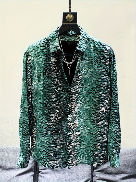 Chemise Motif Serpent Lencensa - Manches Longues Casual Urbain Homme
