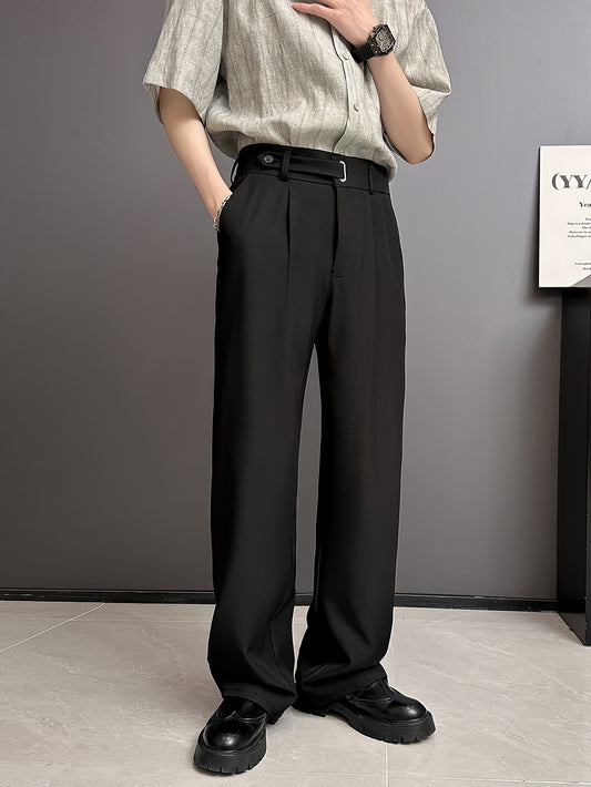 Lencensa - Pantalon Homme Business Casual Détails Boutons