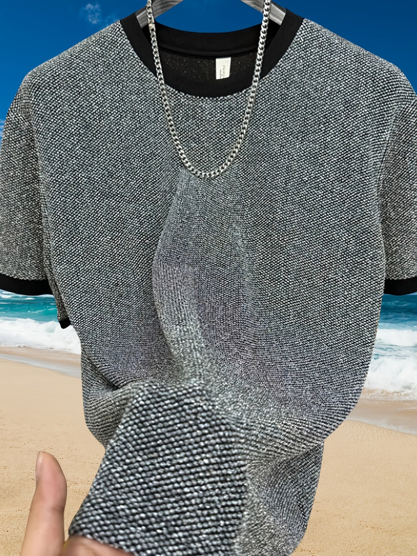 T-Shirt Noir Accents Dorés Lencensa - Manches Courtes Casual Homme