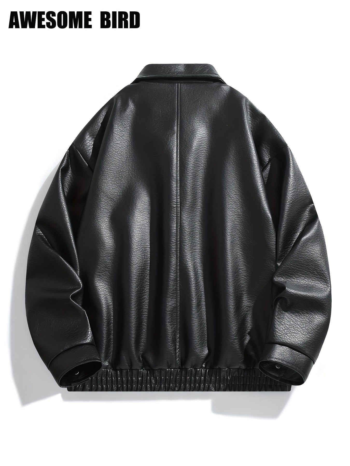 Lencensa - Veste Cuir PU Homme Marron Style urbain
