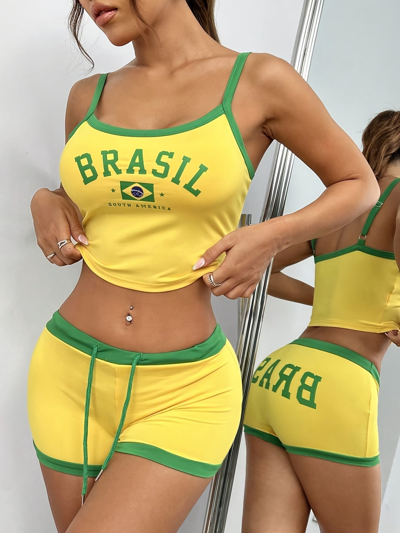 Lencensa - Ensemble Débardeur et Short Drapeau Brésil