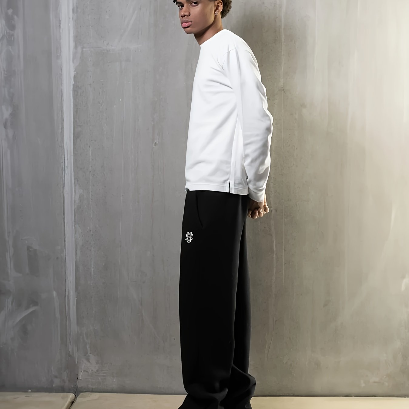 Lencensa - Jogging Homme Streetwear Broderie Dollar Gris