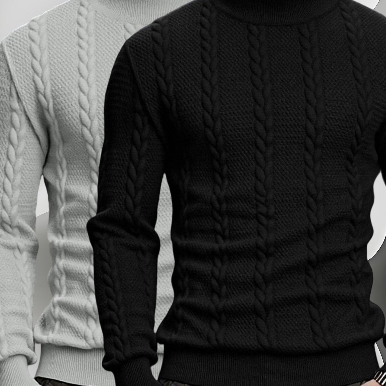 Two Men'S Knitted Jacquard Small Stand-Up Collar Sweaters, Skin-Friendly And Comfortable Long-Sleeved Sweatshirts in Spring And Autumn, Fashionable And Soft Simple Sweatshirts with Threaded Cuffs, Suitable for Outdoor Sports, - Lencensa 