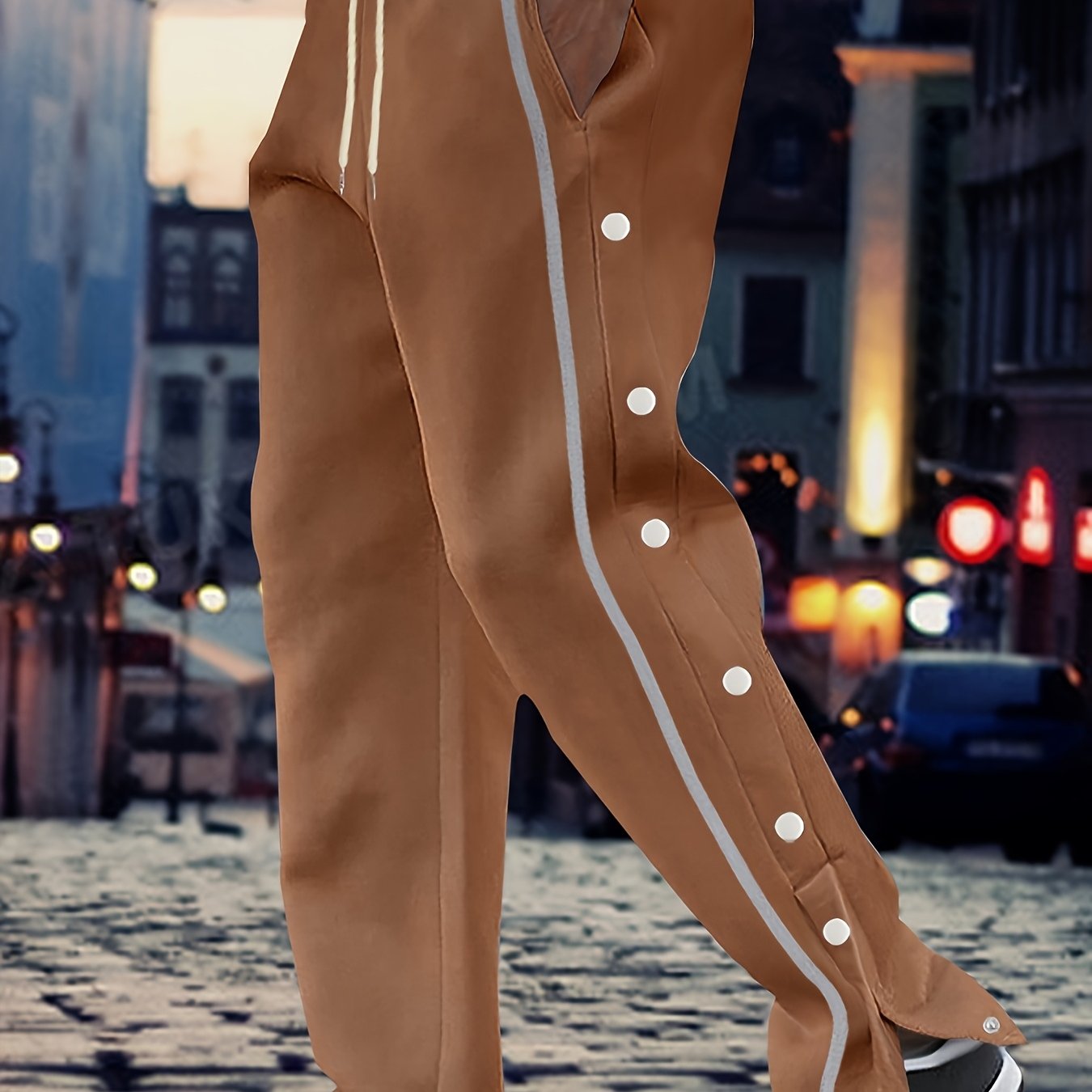 Jogging Bleu Royal Lencensa - Bandes Blanches Détails Boutons Homme