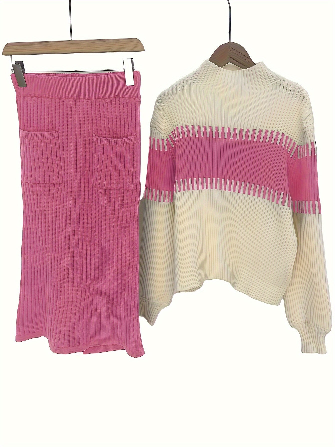 Ensemble Deux Pièces Femme Élégant - Cardigan Manches Longues & Jupe Marron 2025 - Lencensa 