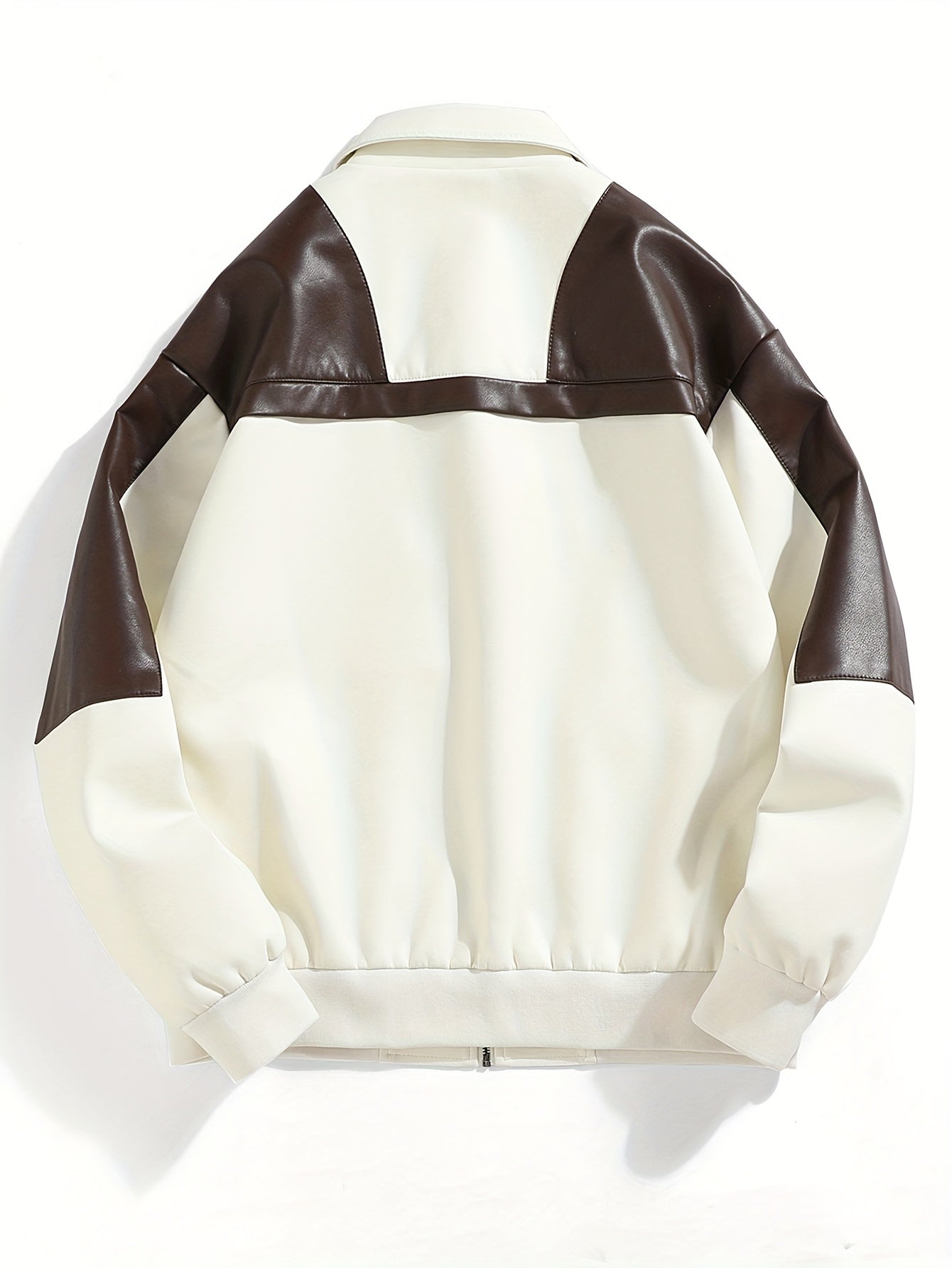 Veste Homme Simili Cuir - Bomber Beige et Marron - Lencensa 