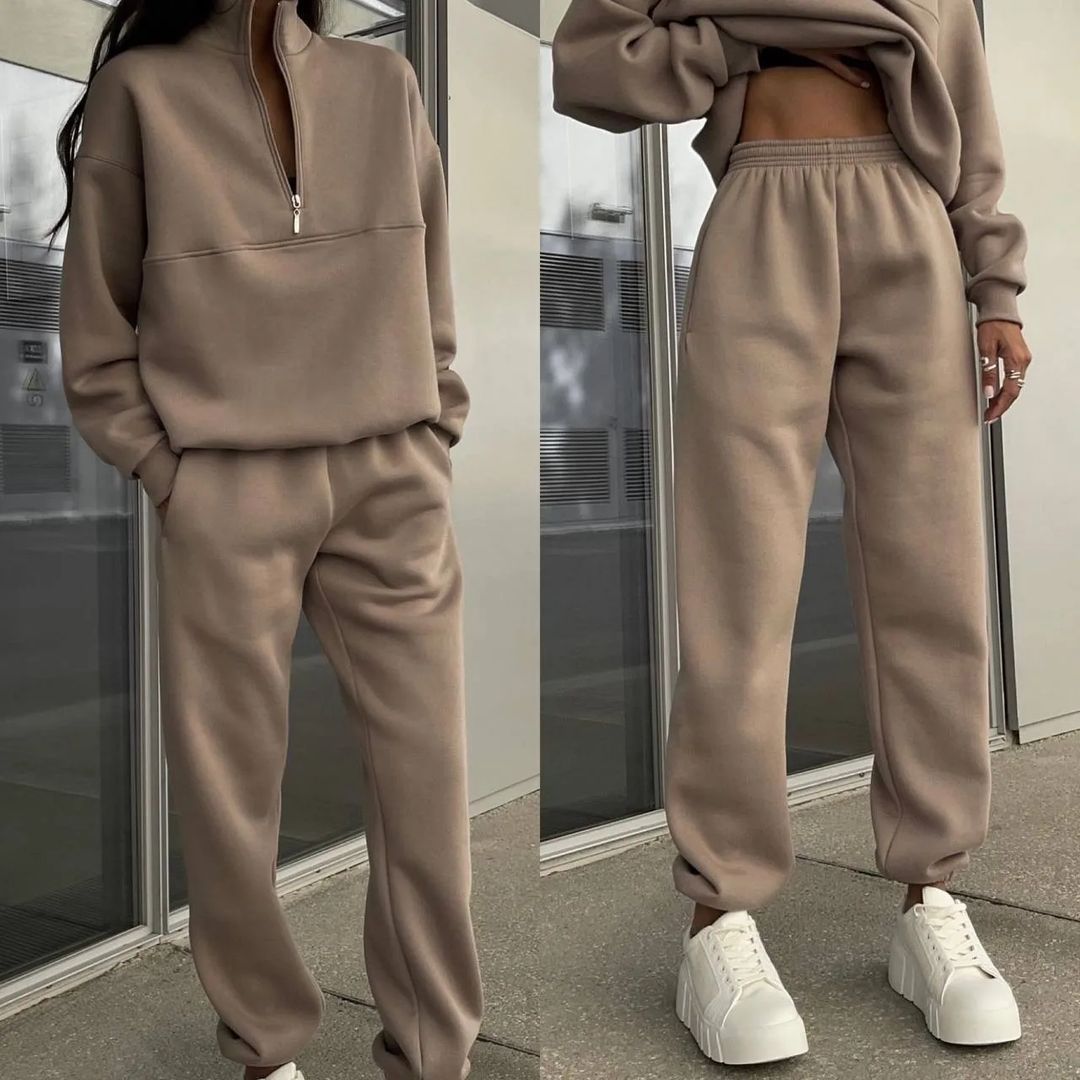 Women's Long Sleeve Sweater Pants Two-Piece Set - Lencensa 