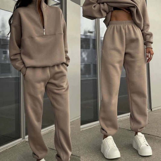 Women's Long Sleeve Sweater Pants Two-Piece Set - Lencensa 