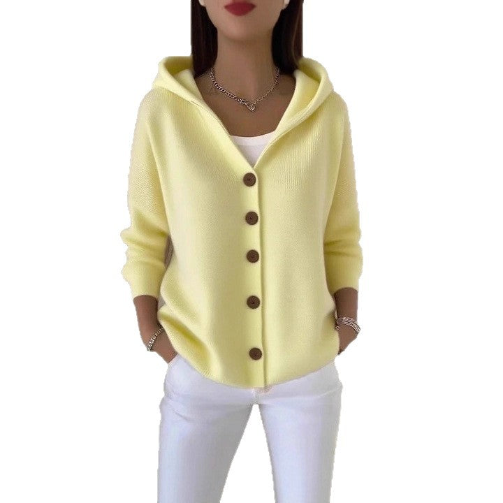 Women's Hooded Knit Cardigan - Lencensa 