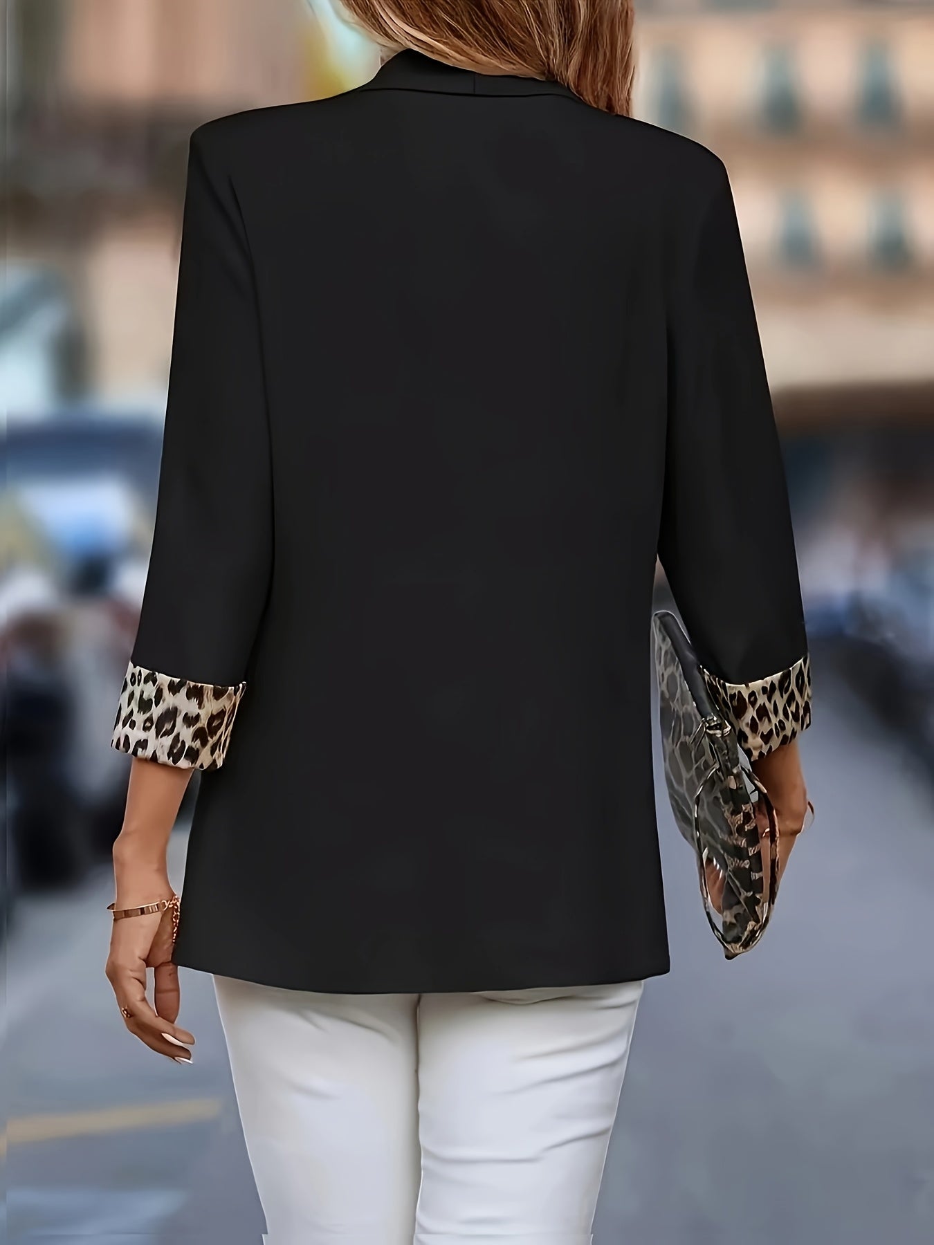 Blazer Noir Élégant Grande Taille Femme - Veste Bureau Col Ouvert 2025 - Lencensa 