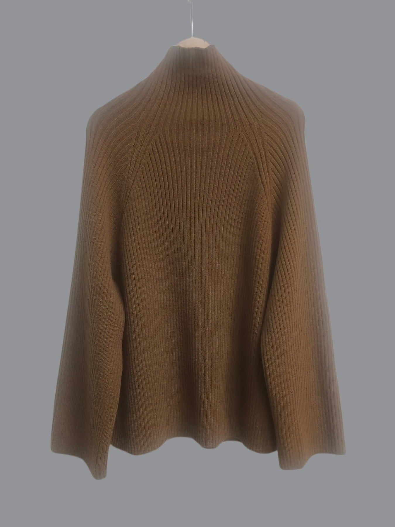 Women'S Elegant High-Neck Long Sleeve Top & Wide-Leg Pants Set - Beige Ribbed Sweater with Drawstring Waist, Casual Fall/Winter Outfit, Casual Attire|Ribbed Texture| Construction, Sweater Set - Lencensa 