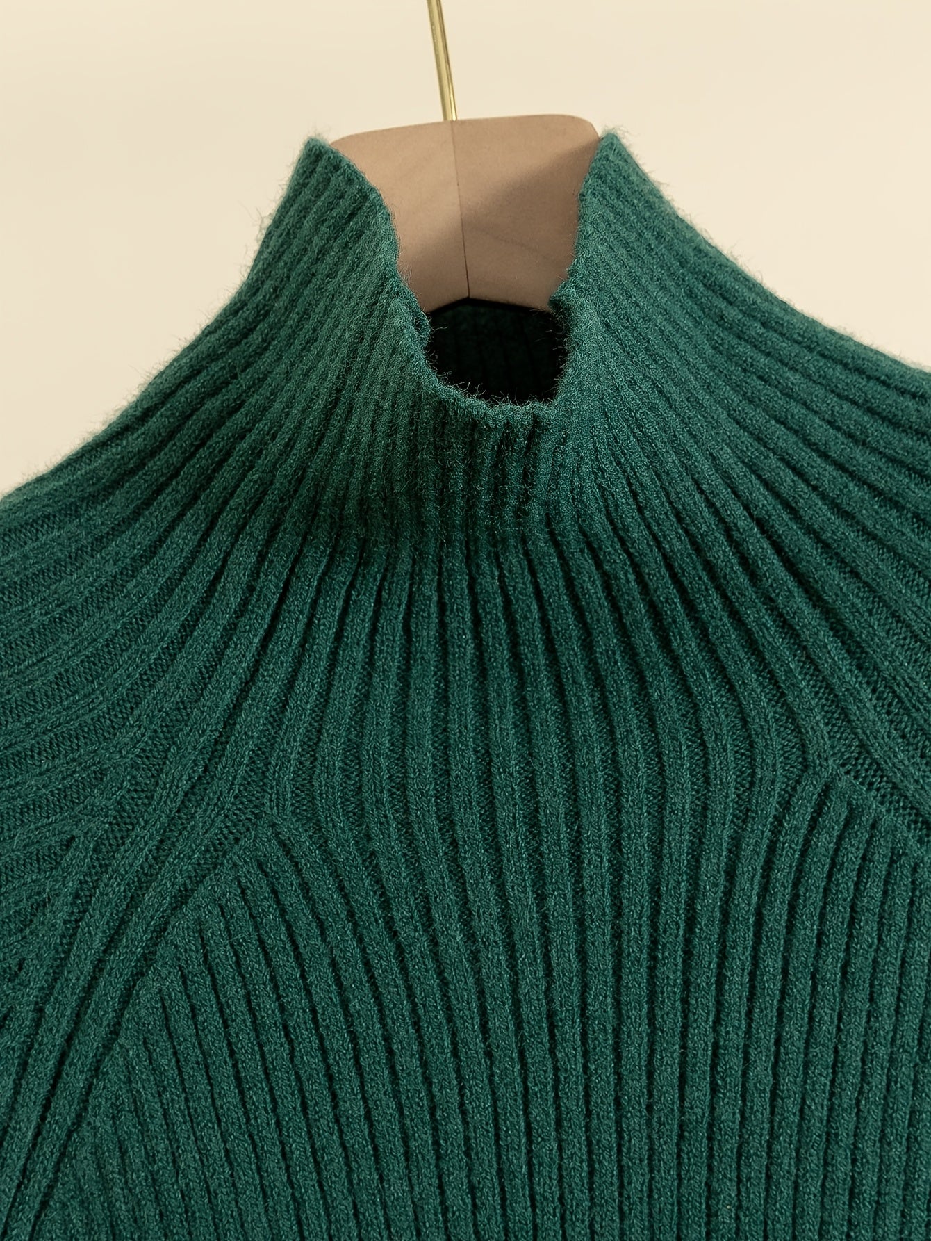 Women'S Elegant High-Neck Long Sleeve Top & Wide-Leg Pants Set - Beige Ribbed Sweater with Drawstring Waist, Casual Fall/Winter Outfit, Casual Attire|Ribbed Texture| Construction, Sweater Set - Lencensa 