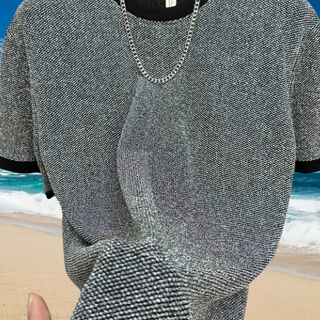 T-Shirt Noir Accents Dorés Lencensa - Manches Courtes Casual Homme