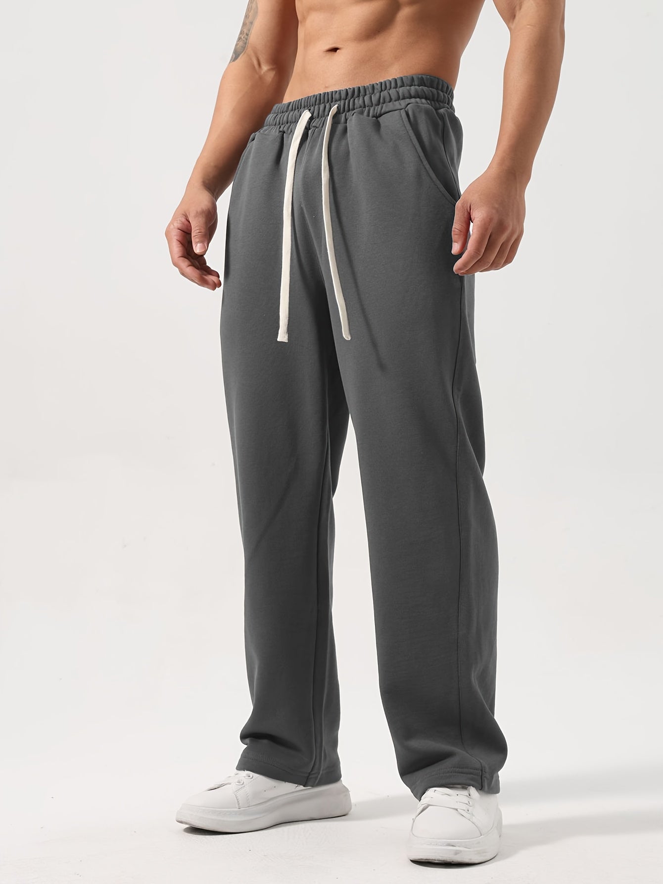 Lencensa - Pantalon Sport Homme Bleu Marine Coupe Droite
