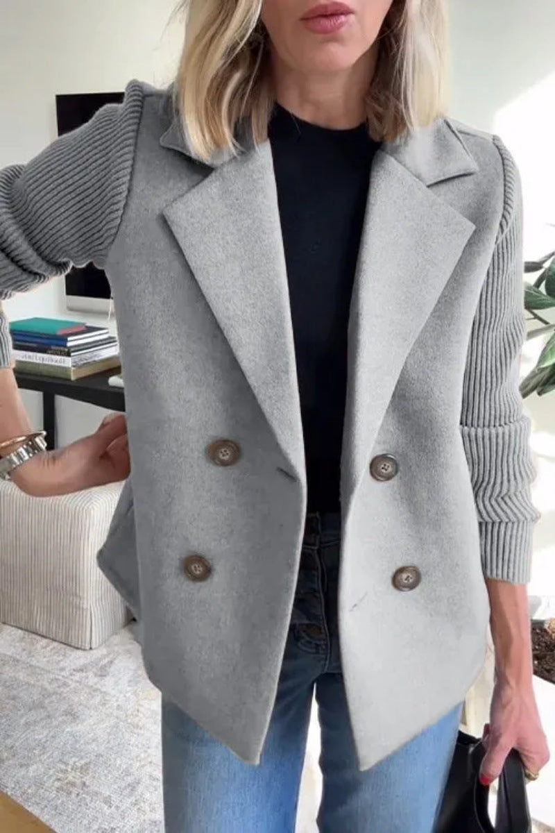 Fashion Elegant Wool Stitching Coat - Lencensa 
