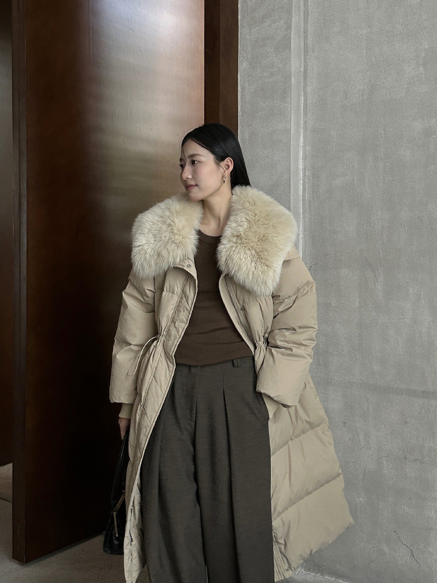 Women's Winter Fox Fur Collar Down Jacket - Lencensa 