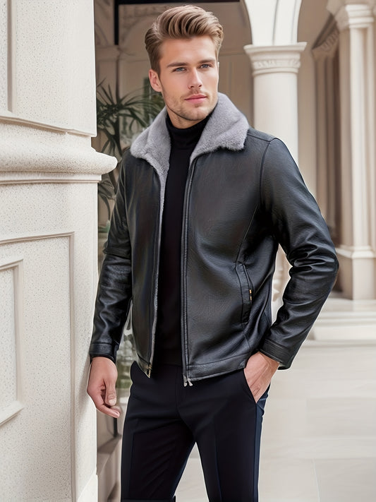 Veste Homme Simili Cuir - Doublée Polaire Casual - Lencensa 