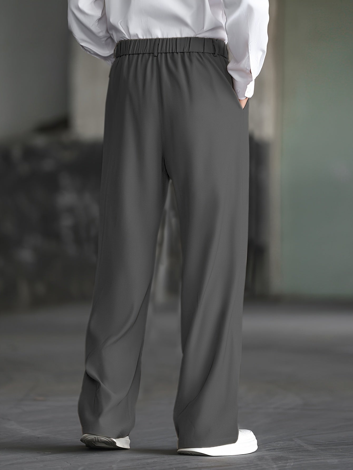 Lencensa - Pantalon Homme Large Beige Coupe Décontractée
