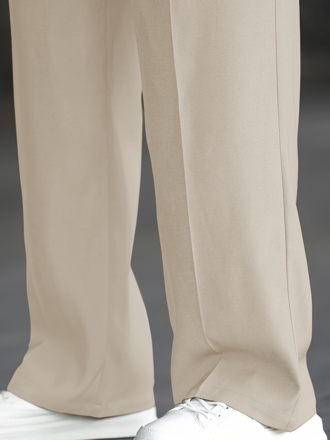Lencensa - Pantalon Homme Large Beige Coupe Décontractée
