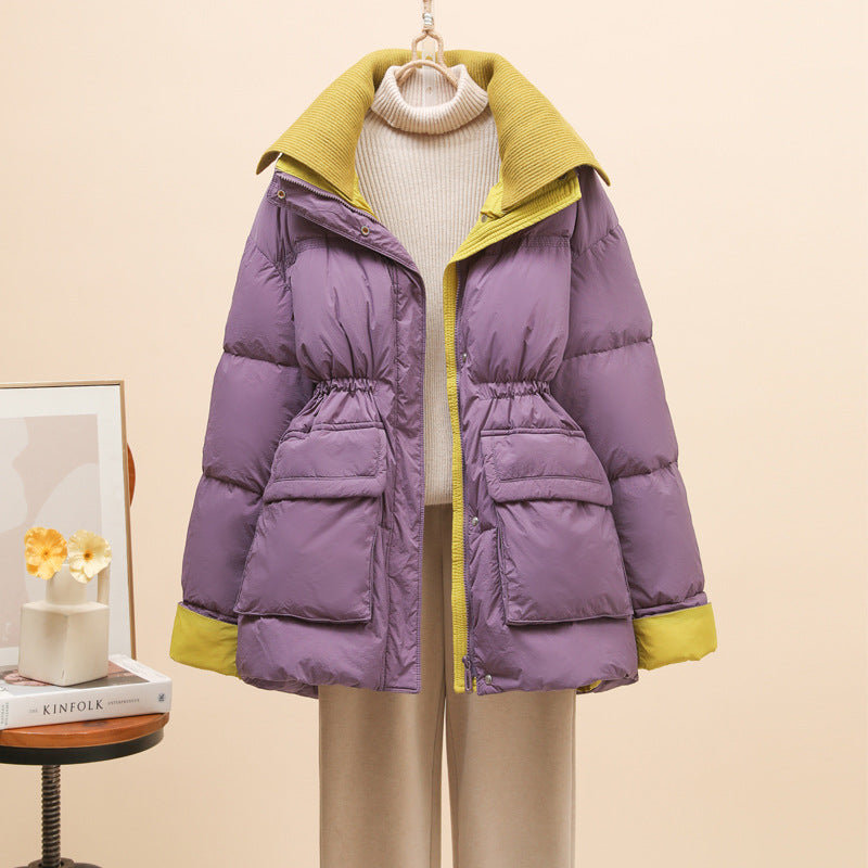 Women's Mid-Length Down Jacket with Waist Design - Lencensa 