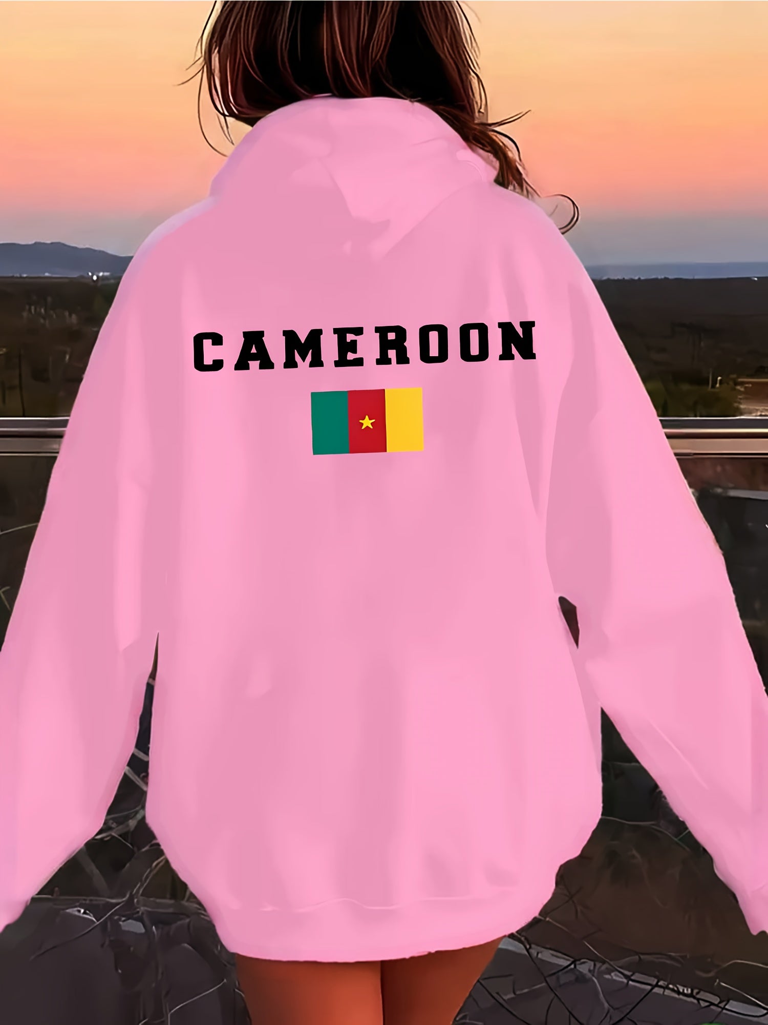 Women'S Pastel Pink Hooded Jacket - Lightweight Zip-Up Coat with Cameroon Graphic, All-Season Casual Outerwear, Machine Washable Polyester Blend Jacket for Everyday & Special Occasions (Birthday, Travel) - Multiple Colors & S - Lencensa 