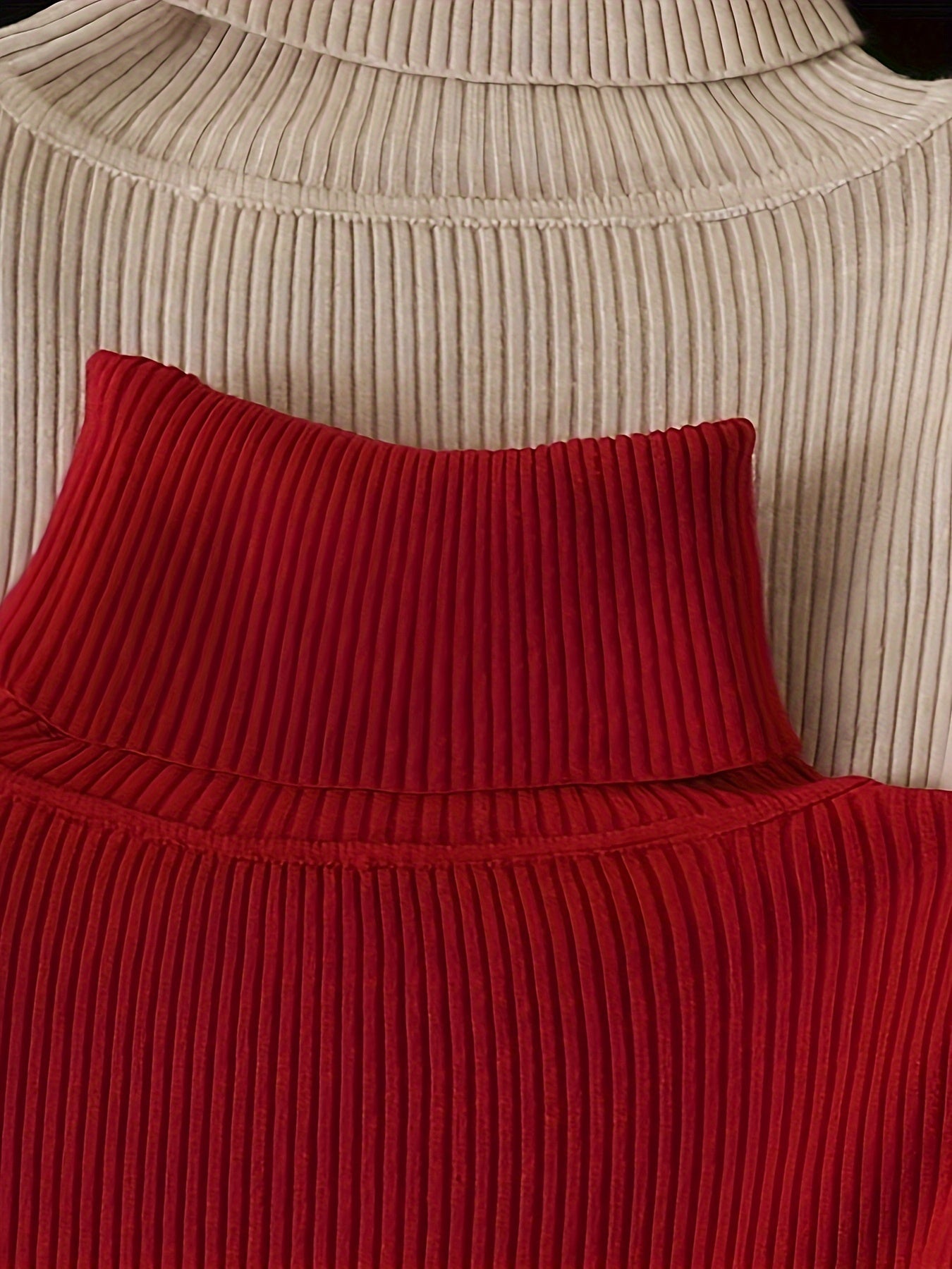 Turtleneck 3 Packs Knitted Pullover Sweater, Casual Solid Color Long Sleeve Sweater For Fall & Winter, Women's Clothing - Lencensa 