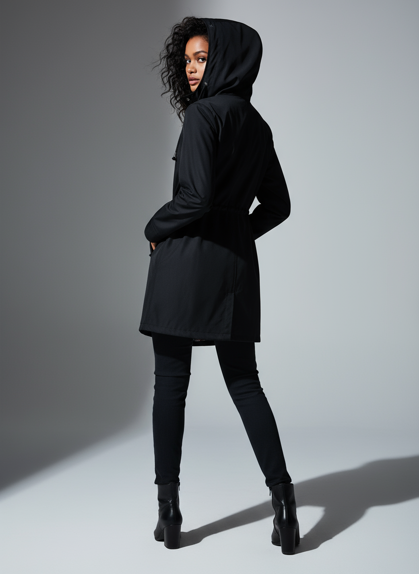 Coupe-vent à capuche avec cordon de serrage à la taille - Lencensa 