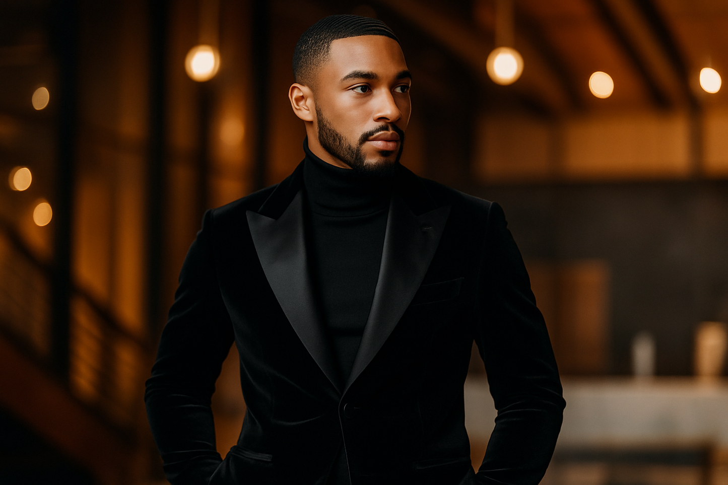 Mannequin masculin noir élégant avec barbe