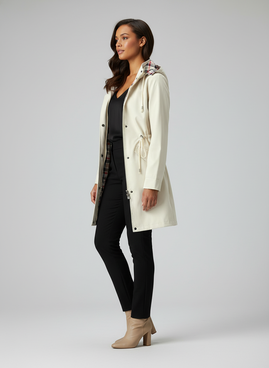 Coupe-vent à capuche avec cordon de serrage à la taille - Lencensa 